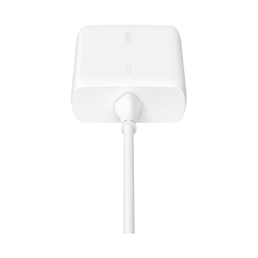 Belkin BOOSTCHARGE PRO GaN USB-C 4-en-1 Ladegerät 200 W AC Netzteil mit 4 Ports (1,5 m Kabel, Weiß) – Schnellladeadapter für Laptop, Smartphone, Tablet