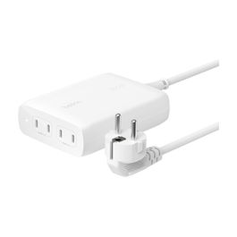 Belkin BOOSTCHARGE PRO GaN USB-C 4-en-1 Ladegerät 200 W AC Netzteil mit 4 Ports (1,5 m Kabel, Weiß) – Schnellladeadapter für Laptop, Smartphone, Tablet