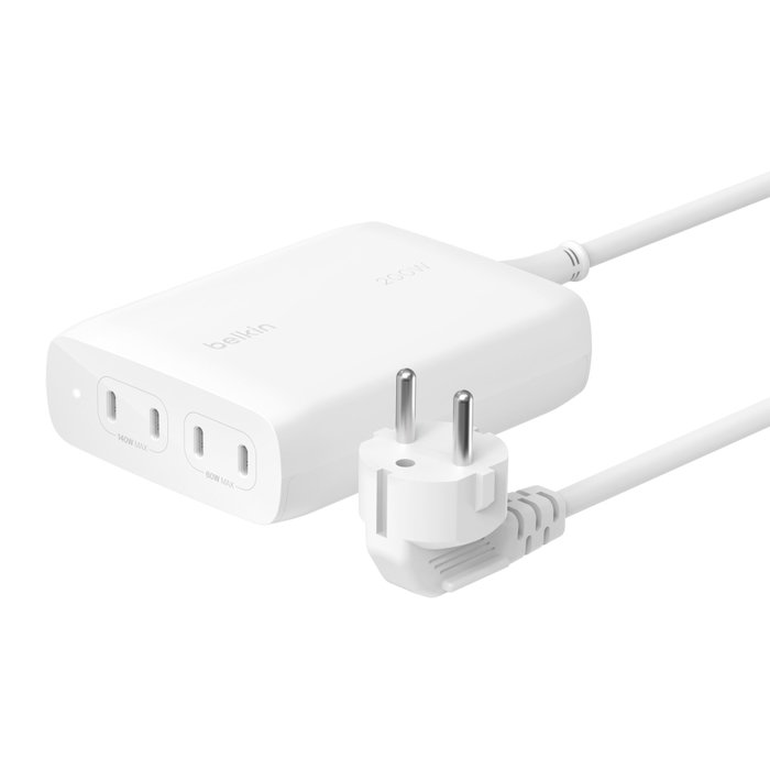Belkin BoostCharge Pro GaN USB-C 4-en-1 Cargador de 200 W con 4 puertos, Blanco