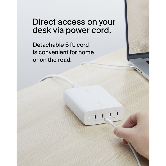 Belkin BoostCharge Pro GaN USB-C 4-en-1 Cargador de 200 W con 4 puertos, Blanco