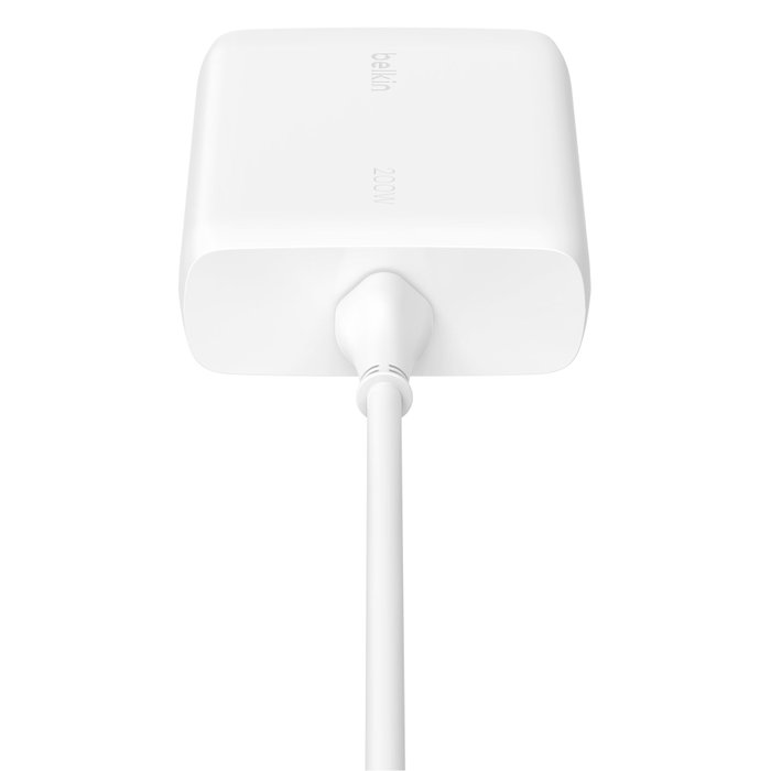 Belkin BoostCharge Pro GaN USB-C 4-en-1 Cargador de 200 W con 4 puertos, Blanco