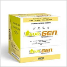 GEN PROFESSIONAL Piña Colada 12 sobres Gel Energético con Cafeína y Vitaminas B1, B6, B12 para Rendimiento y Resistencia