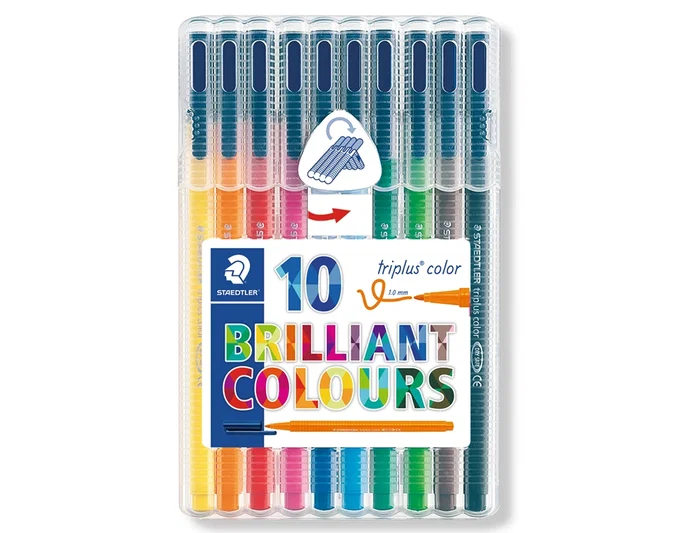 Staedtler Rotulador Triplus Color 323 Estuche 10 Unidades Colores Surtidos Punta Fina 1.6mm Antiseado