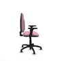 Silla de oficina Algarra con mecanismo Contacto permanente básico tapizada con Tela color Rosa. Equipada con Base poliamida negra, Brazos 2Dy Topes
