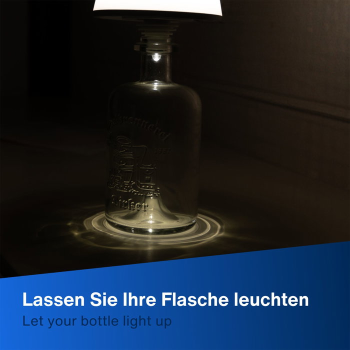 Rev Lamprusco Flame Luz LED para Botellas con Batería Recargable, Blanco