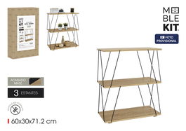 Inde Estantería 3 Niveles Metal-Madera Black 60x30x71.2 cm Moblekit (2 Unidades)