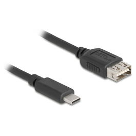 DeLOCK Cable USB 2.0 Tipo-C a USB-A Hembra 1 m 81536 - 0.48 Gbit/s, Negro, Conectores Reversibles