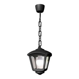 Fumagalli Farol de Techo con Cadena Sicar/Roby, Negro, Cristal Transparente, IP55, Casquillo E27 (máx. 23W), 195x195x700 mm, Bombilla no Incluida