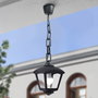 Fumagalli Farol de Techo con Cadena Sicar/Roby, Negro, Cristal Transparente, IP55, Casquillo E27 (máx. 23W), 195x195x700 mm, Bombilla no Incluida