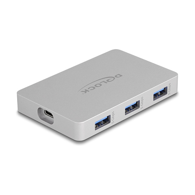 DeLOCK Hub USB 7 Puertos (4x USB-C, 3x USB-A) con Power Delivery 82W, USB 3.2 Gen 2, 10 Gbps, Aluminio Gris DeLOCK Hub USB 7 Puertos (4x USB-C, 3x USB-A) con Power Delivery 82W, USB 3.2 Gen 2, 10 Gbps, Aluminio Gris