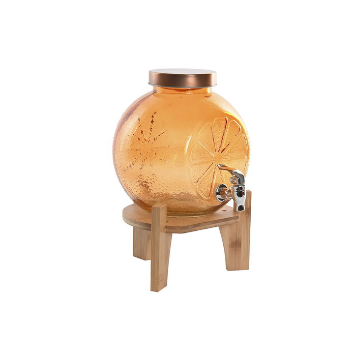 DKD Home Decor Dispensador de Bebidas de Cristal y Bambú 5L Naranja DKD Home Decor Dispensador de Bebidas de Cristal y Bambú 5L Naranja