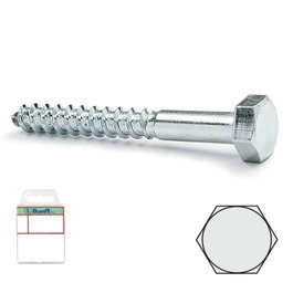 DUVER Tornillo Rosca Madera Cabeza Hexagonal DIN 571 Cincado 5mm x 40mm
