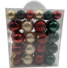 DKD Home Decor Set de 50 Bolas de Decoración Navideña Rojo y Verde