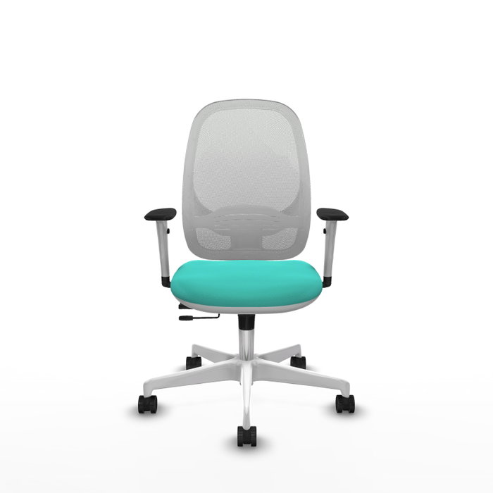 PIQUERAS Y CRESPO Silla de oficina Cilanco con mecanismo Sincro/Traslack Turquesa y Blanco