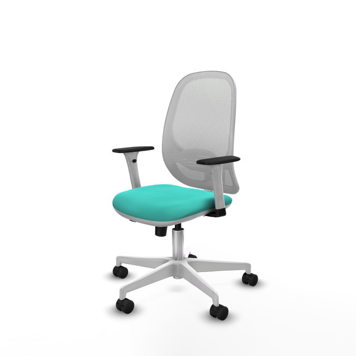 PIQUERAS Y CRESPO Silla de oficina Cilanco con mecanismo Sincro/Traslack Turquesa y Blanco
