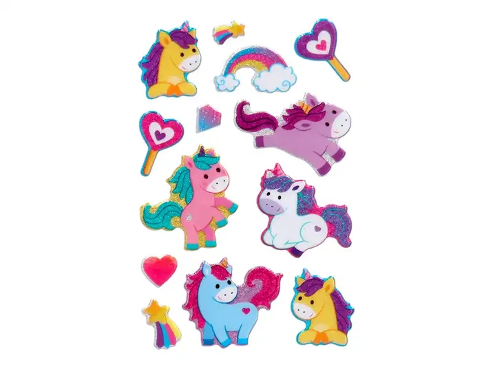 Imaginovo Pegatinas Unicornios Magic Dreams con Brillo y Relieve 190x105 mm