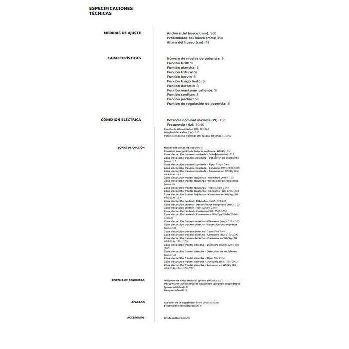 Placa de Inducción Teka IZS97630MSTBK 90 cm 10800 W