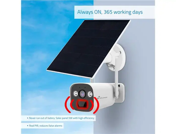 Nivian Cámara Vigilancia Bullet Exterior Solar 4G 3Mpx Color Blanco Nivian Cámara Vigilancia Bullet Exterior Solar 4G 3Mpx Color Blanco