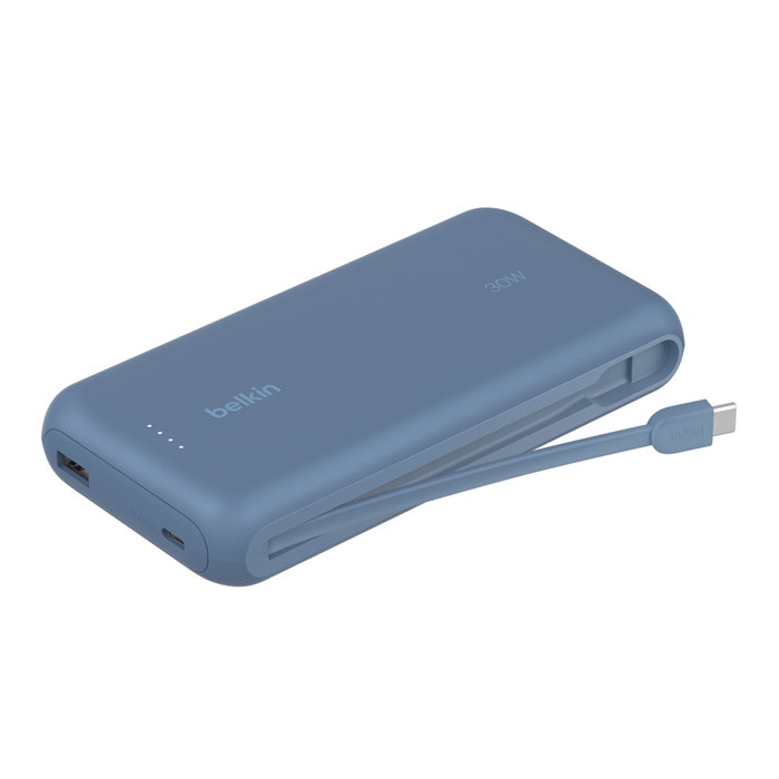 Belkin BoostCharge Power Bank 20000 mAh con cable USB-C integrado, 30 W, Azul