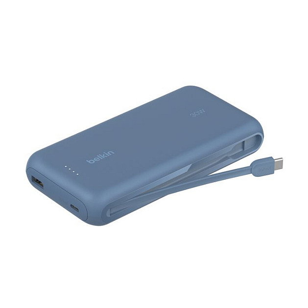 Belkin BoostCharge Power Bank 20000 mAh con cable USB-C integrado, 30 W, Azul