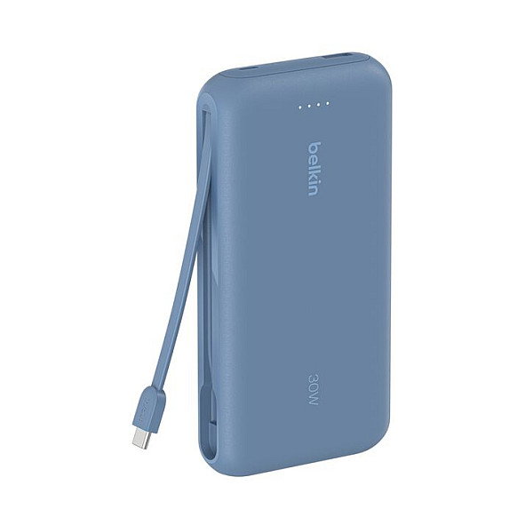 Belkin BoostCharge Power Bank 20000 mAh con cable USB-C integrado, 30 W, Azul