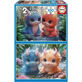 Educa Puzzle Monstruos Lindos 2 x 100 Piezas EDU1747715897745 para Niños a partir de 8 Años Temática Dibujos Animados