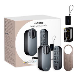 Aqara Smart Lock U200 Cerradura Inteligente Para Puerta, Negro, Desbloqueo Con Huella, Clave, Tarjeta NFC, App y Apple HomeKey