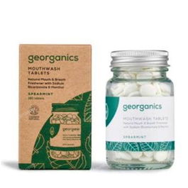 GEORGANICS Enjuague Bucal Hierbabuena 180 Pastillas - Natural y Vegano para Viaje