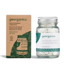 GEORGANICS Enjuague Bucal Hierbabuena 180 Pastillas - Natural y Vegano para Viaje