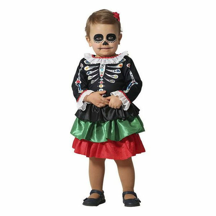 Disfraz Esqueleto Mexicano Día de Muertos para Niña Bebé 6-12 Meses Vestido Una Pieza en Poliéster