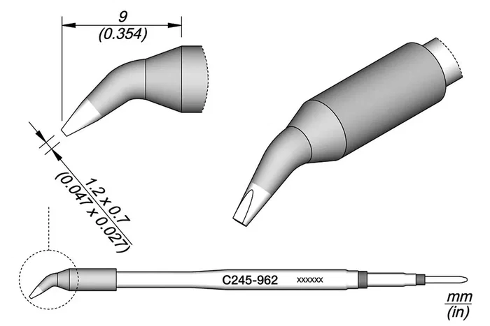 JBC TOOLS Pico destornillador acodado 1,2x0,7mm