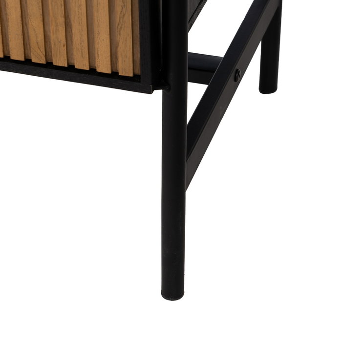 Aparador Negro-Natural Dm-Madera 204 X 40 X 81,50 cm