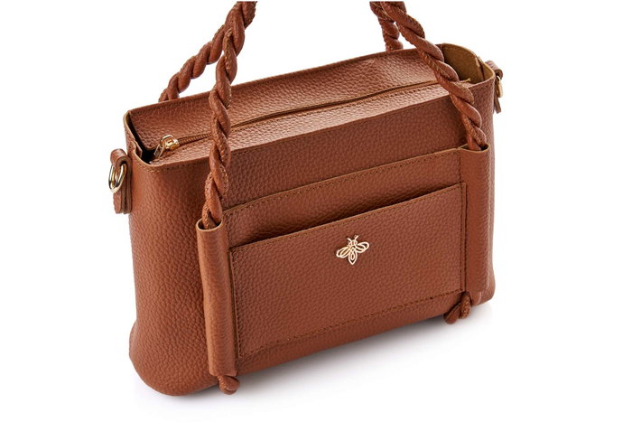 Lucky Bees Bolsa de Hombro Color Tan Cuero de Polivinilo
