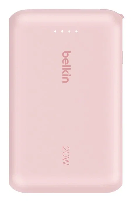 Belkin BPB021HQPK Powerbank 10000 mAh Carga Rápida 20W con Cable Integrado USB-C, Color Rosa