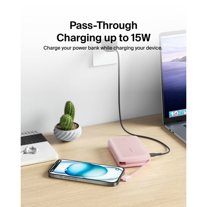 Belkin BPB021HQPK Batería Externa 10000 mAh Rosa con Carga de 20W