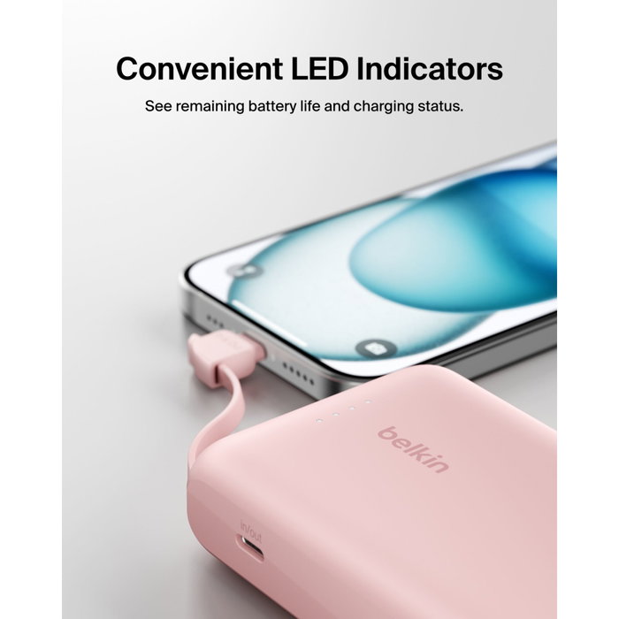 Belkin BPB021HQPK Batería Externa 10000 mAh Rosa con Carga de 20W