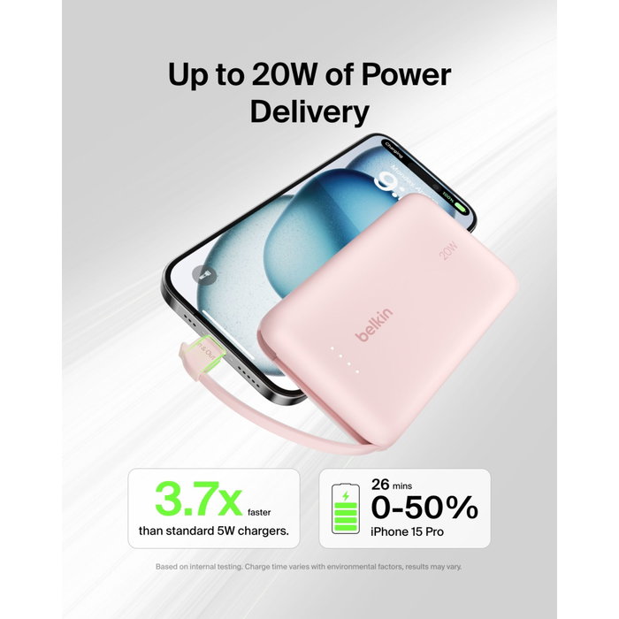 Belkin BPB021HQPK Batería Externa 10000 mAh Rosa con Carga de 20W
