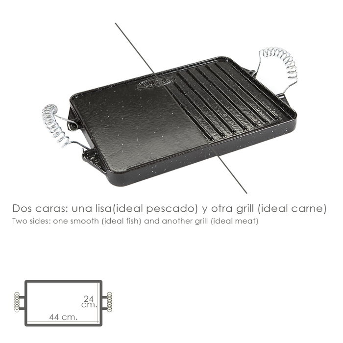 GARCIMA Plancha de Hierro Fundido Esmaltada Doble Cara 24 x 44 cm GARCIMA Plancha de Hierro Fundido Esmaltada Doble Cara 24 x 44 cm