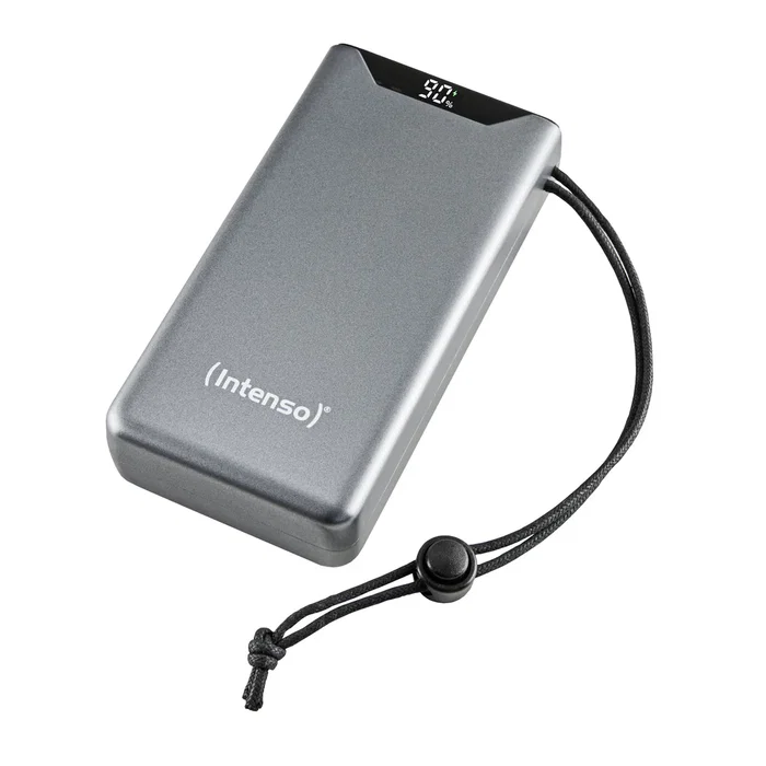Intenso Power Bank 7332054 20000 mAh Gris con Carga Rápida PD 3.0 y QC 3.0, USB-C, Pantalla LCD y Cable Incluido