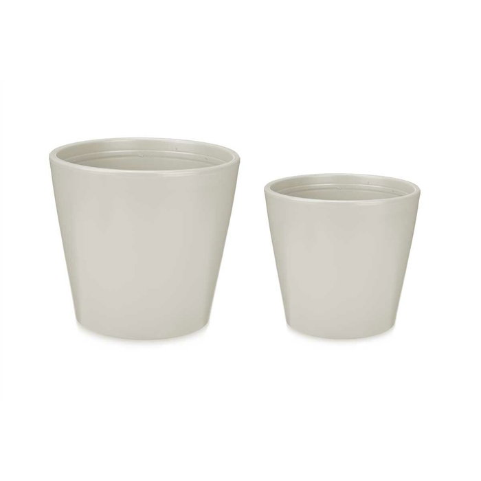 Ibergarden Set de 2 Macetas Cónicas de Cerámica Gris