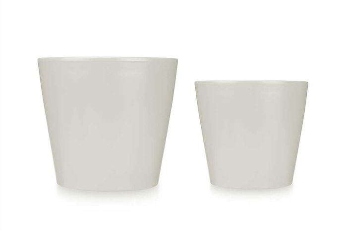 Ibergarden Set 2 Macetas Cerámica Cónica Gris - Peq: 22x22x21 cm, Gr: 28x28x27 cm