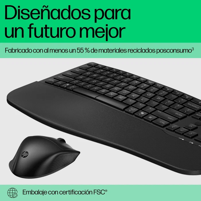 HP 680 Comfort Dual-Mode Combo Teclado y Ratón Ergonómico para Hogar Inalámbrico RF + Bluetooth Negro con Reposamuñecas, Teclado 100% Silencioso, Pilas AA Incluidas HP 680 Comfort Dual-Mode Combo Teclado y Ratón Ergonómico para Hogar Inalámbrico RF + Bluetooth Negro con Reposamuñecas, Teclado 100% Silencioso, Pilas AA Incluidas