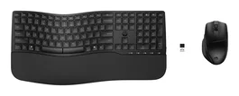 HP 680 Comfort Dual-Mode Combo Teclado y Ratón Ergonómico para Hogar Inalámbrico RF + Bluetooth Negro con Reposamuñecas, Teclado 100% Silencioso, Pilas AA Incluidas