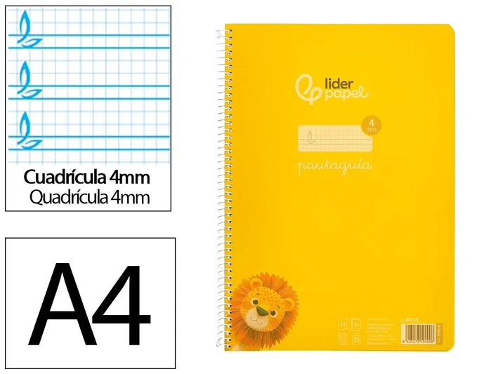 Liderpapel Cuaderno Espiral Pautaguía A4 Amarillo Liderpapel Cuaderno Espiral Pautaguía A4 Amarillo