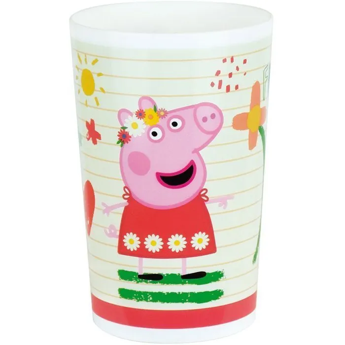 Fun House FUN3524550064826 Vajilla Infantil Peppa Pig: 2 Platos Hondos Ø 22 cm, 2 Vasos 220 ml, Botella 350 ml, Caja Aperitivos y Peluche 17 cm