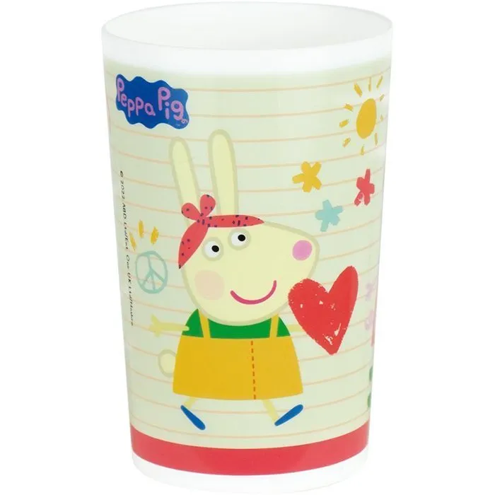 Fun House FUN3524550064826 Vajilla Infantil Peppa Pig: 2 Platos Hondos Ø 22 cm, 2 Vasos 220 ml, Botella 350 ml, Caja Aperitivos y Peluche 17 cm