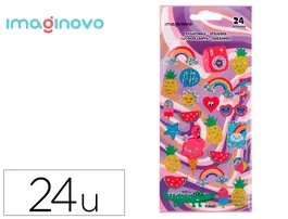 Imaginovo Pegatinas Diseños Surtidos Verano con Brillo y Relieve, PVC, 214x100 mm en Blister