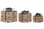 DKD Home Decor Set de 3 Velas LED Ratan Natural 26 x 30 x 26 cm