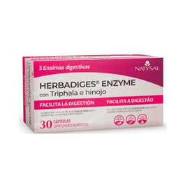 NATYSAL Herbadiges Enzyme 30 Cap. Enzimas Digestivas Vegano Sin Gluten Lactosa