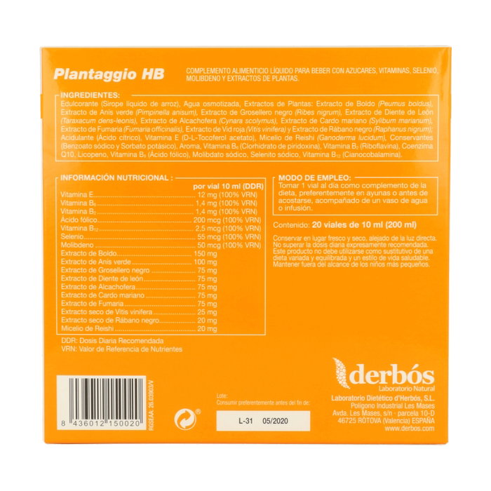 Derbós Plantaggio Hb 20 viales